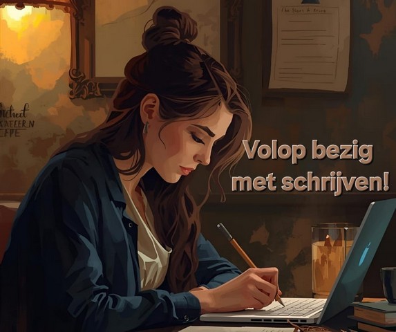 Volop bezig met schrijven